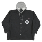 DICKIES Mens Black & Grey Hooded Zip Jacket 2XL Cotton Blend Workwear Casual