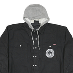 DICKIES Mens Black & Grey Hooded Zip Jacket 2XL Cotton Blend Workwear Casual