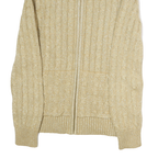 LAUREN RALPH LAUREN Womens Beige Patterned Jumper Zip Up Cable Knit S