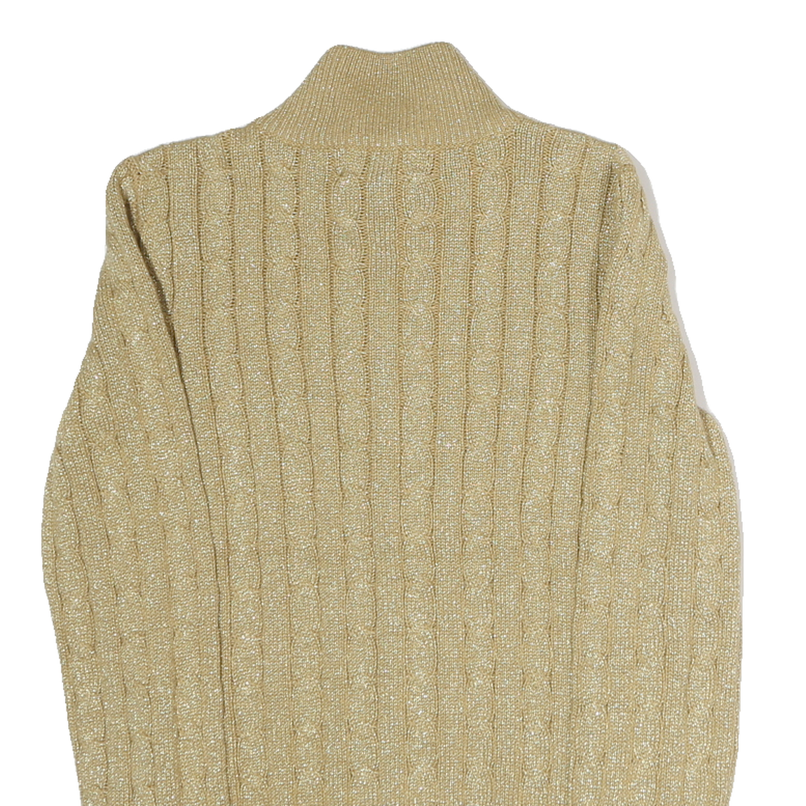 LAUREN RALPH LAUREN Womens Beige Patterned Jumper Zip Up Cable Knit S