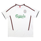 LFC Mens White Football T-Shirt XL Short Sleeve Crew Neck Carlsberg Logo