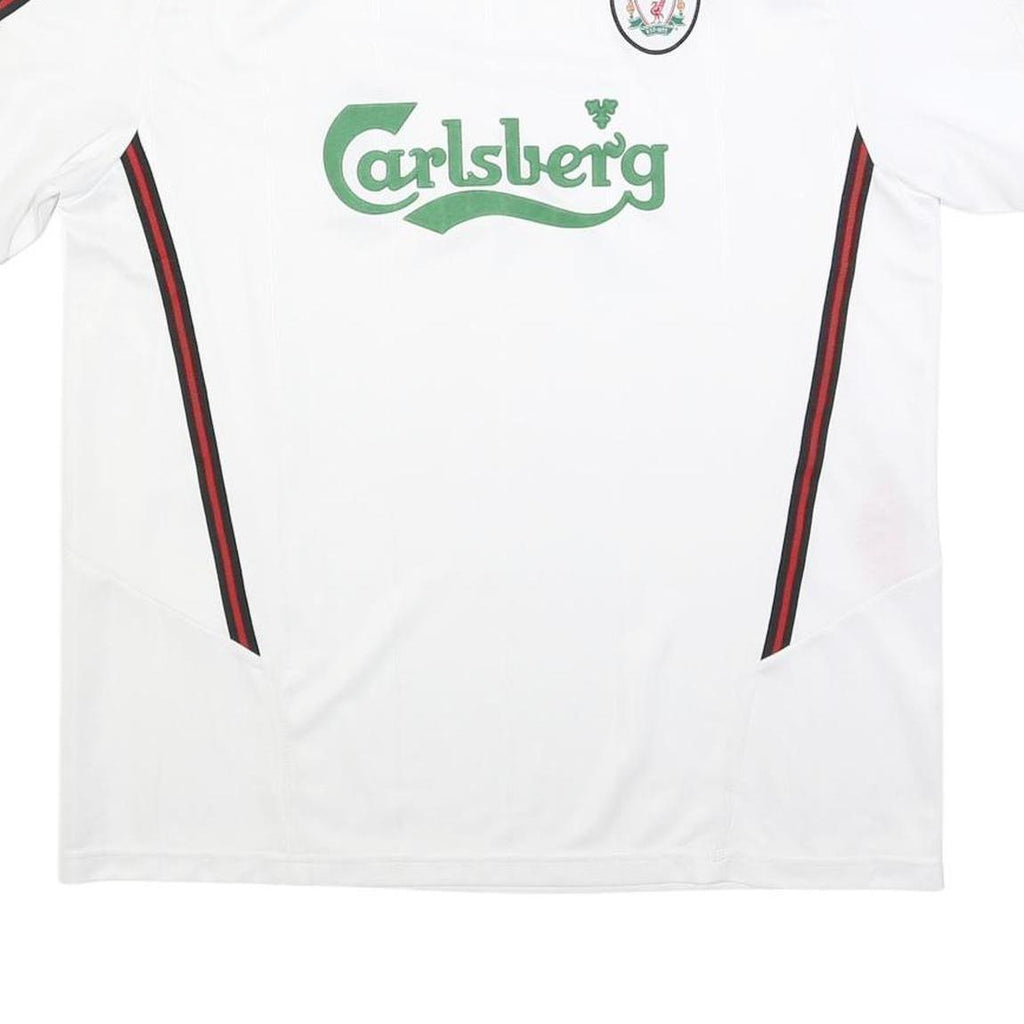 LFC Mens White Football T-Shirt XL Short Sleeve Crew Neck Carlsberg Logo