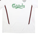 LFC Mens White Football T-Shirt XL Short Sleeve Crew Neck Carlsberg Logo