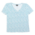 PHASE EIGHT Womens Blue & White Floral Cotton Blend Top Short Sleeve V-Neck UK