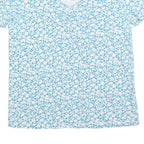 PHASE EIGHT Womens Blue & White Floral Cotton Blend Top Short Sleeve V-Neck UK