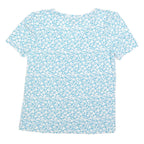 PHASE EIGHT Womens Blue & White Floral Cotton Blend Top Short Sleeve V-Neck UK