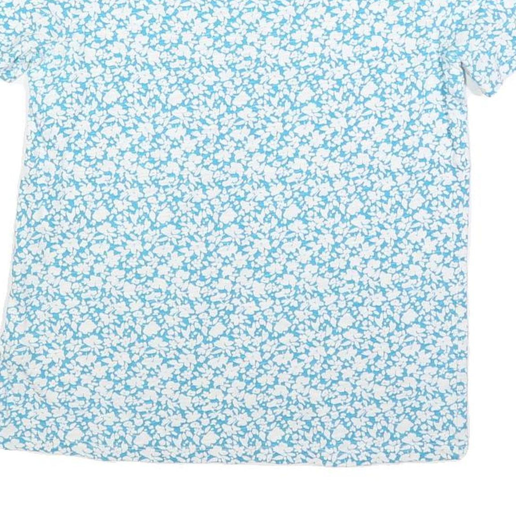 PHASE EIGHT Womens Blue & White Floral Cotton Blend Top Short Sleeve V-Neck UK