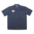 DICKIES Mens Navy Work Shirt L Polyester Blend Short Sleeve Button Front