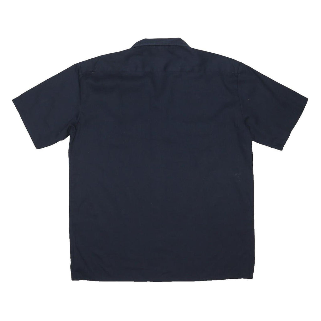 DICKIES Mens Navy Work Shirt L Polyester Blend Short Sleeve Button Front