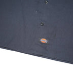 DICKIES Mens Navy Work Shirt L Polyester Blend Short Sleeve Button Front