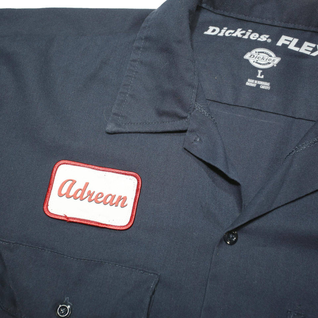 DICKIES Mens Navy Work Shirt L Polyester Blend Short Sleeve Button Front