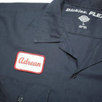 DICKIES Mens Navy Work Shirt L Polyester Blend Short Sleeve Button Front