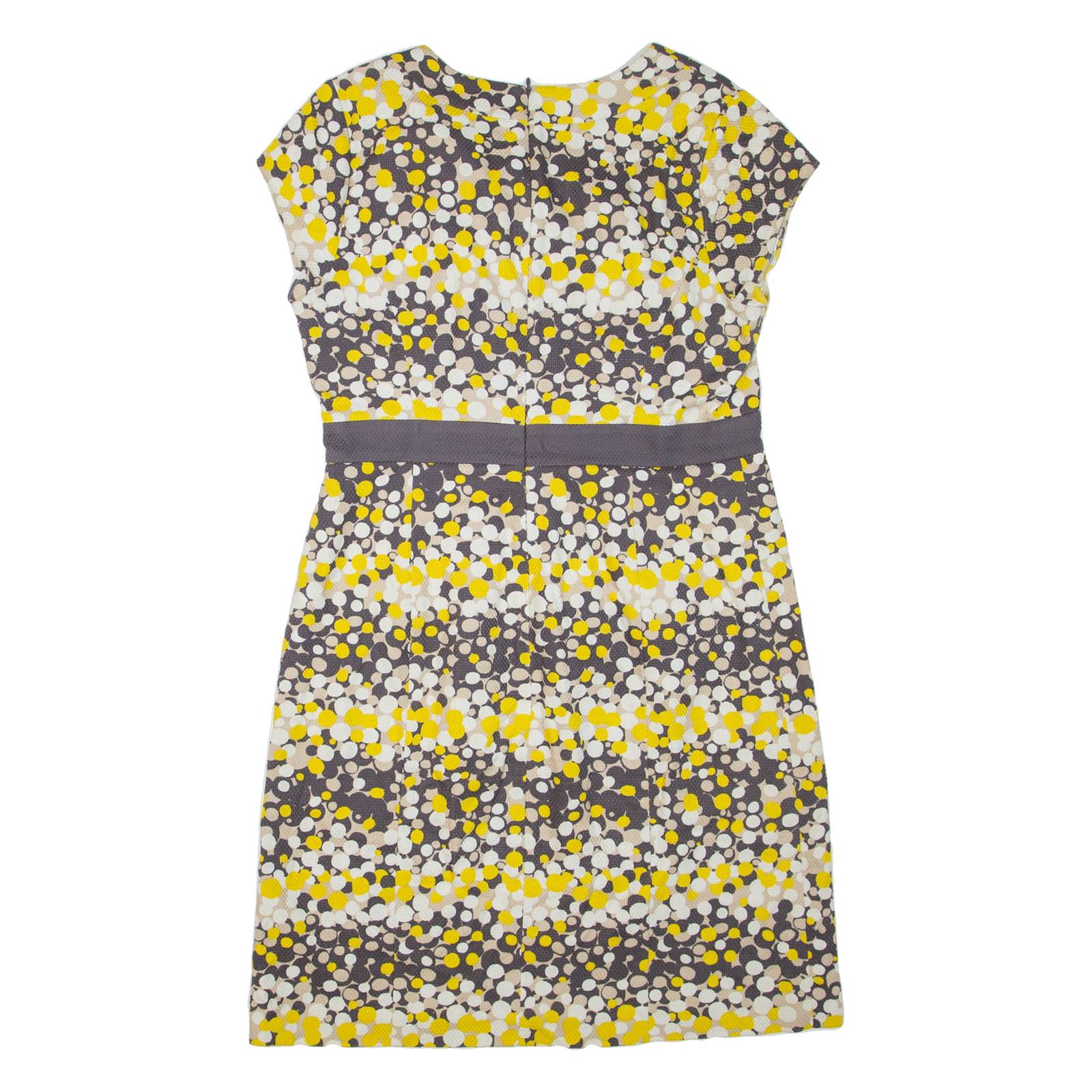 BODEN Womens Pencil Dress Yellow Spotted Short Sleeve Short UK 14