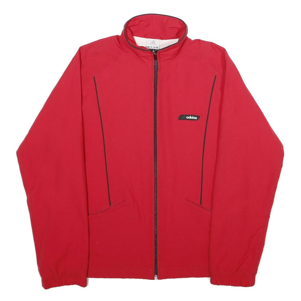 ADIDAS Womens Red Zip Jacket UK 10 Polyester Plain Lightweight Sportswear