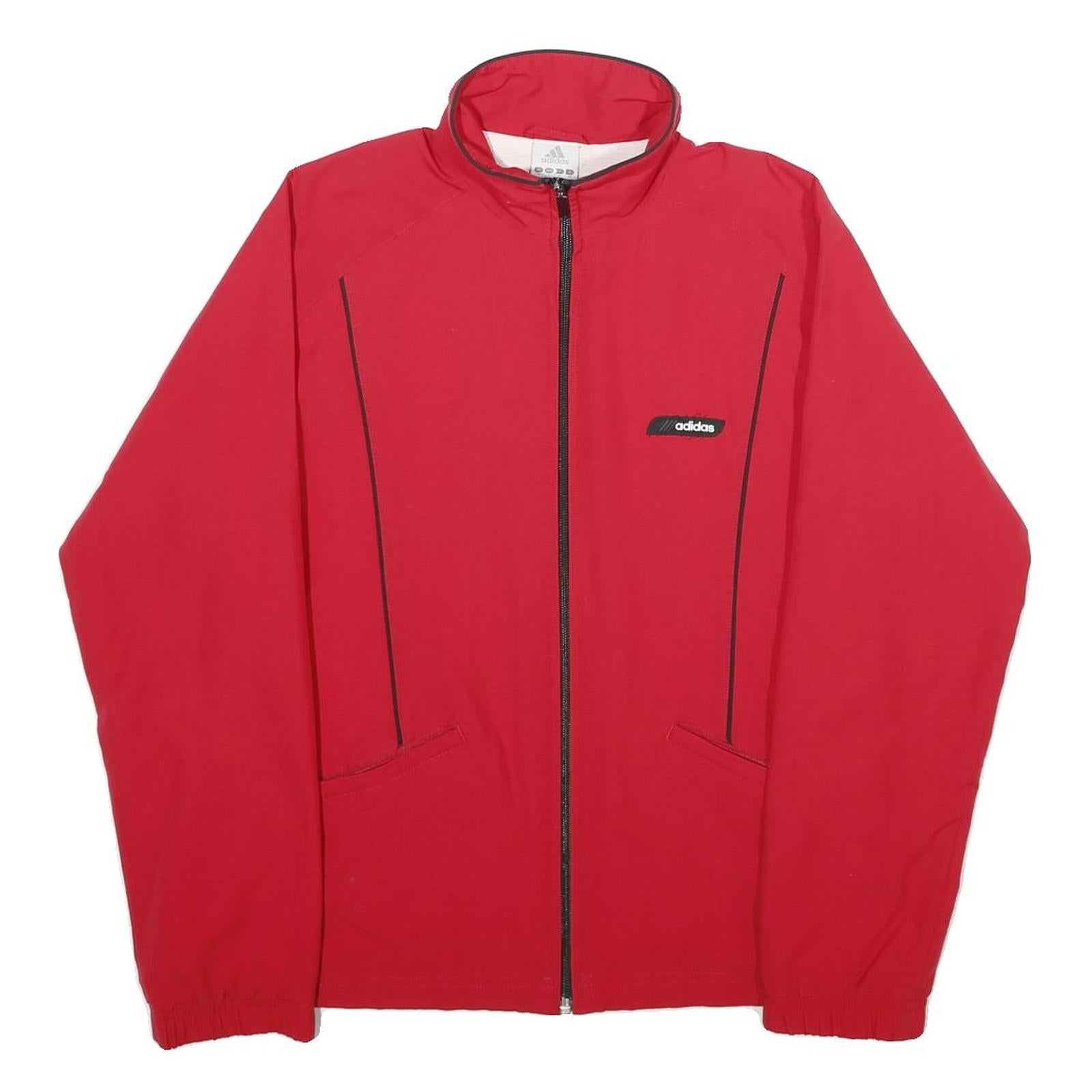 ADIDAS Womens Red Zip Jacket UK 10 Polyester Plain Lightweight Sportswear