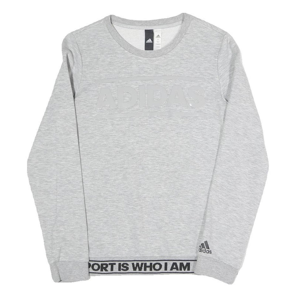ADIDAS Womens Grey Sweatshirt Crew Neck S Sport Graphic Cotton Blend Pullover