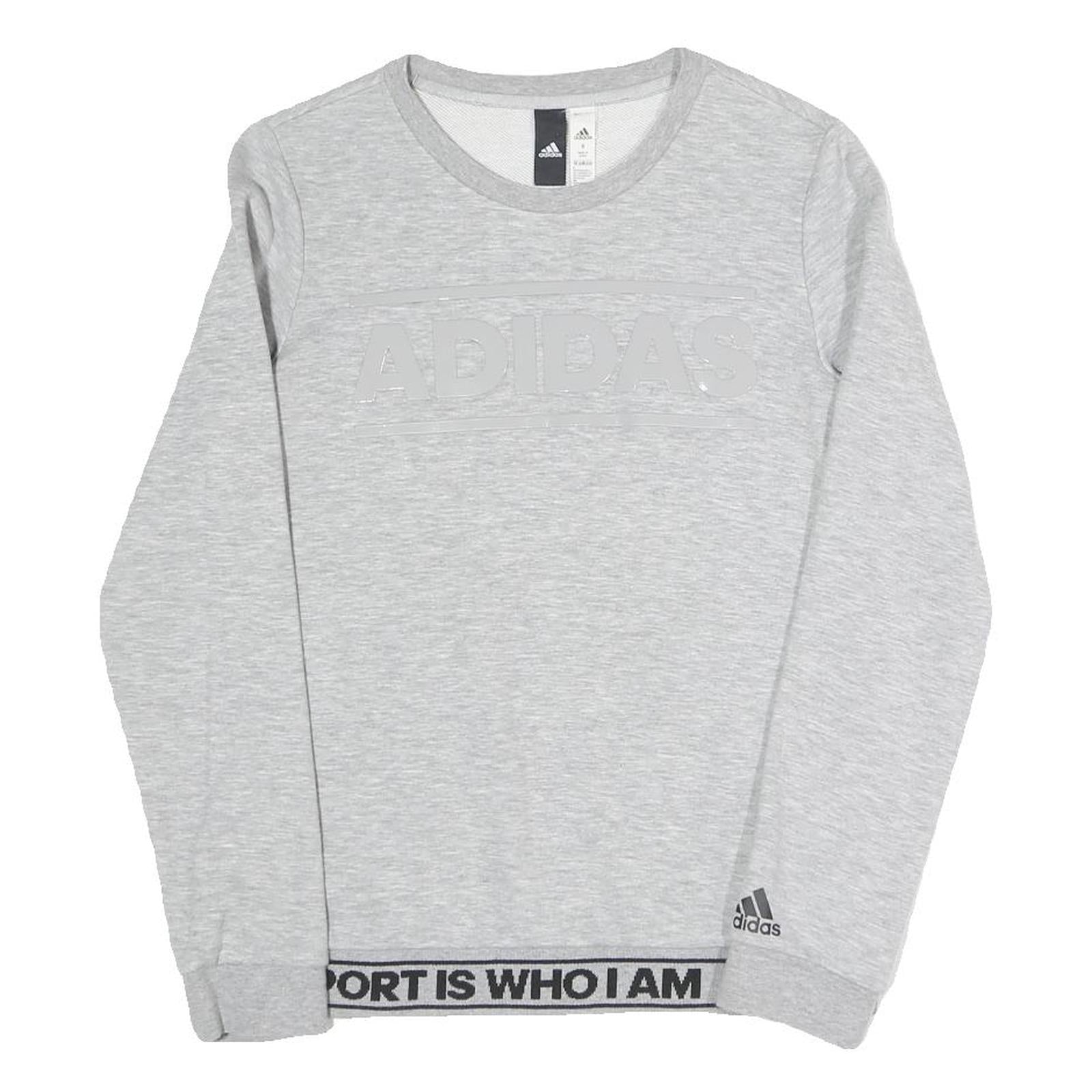 ADIDAS Womens Grey Sweatshirt Crew Neck S Sport Graphic Cotton Blend Pullover