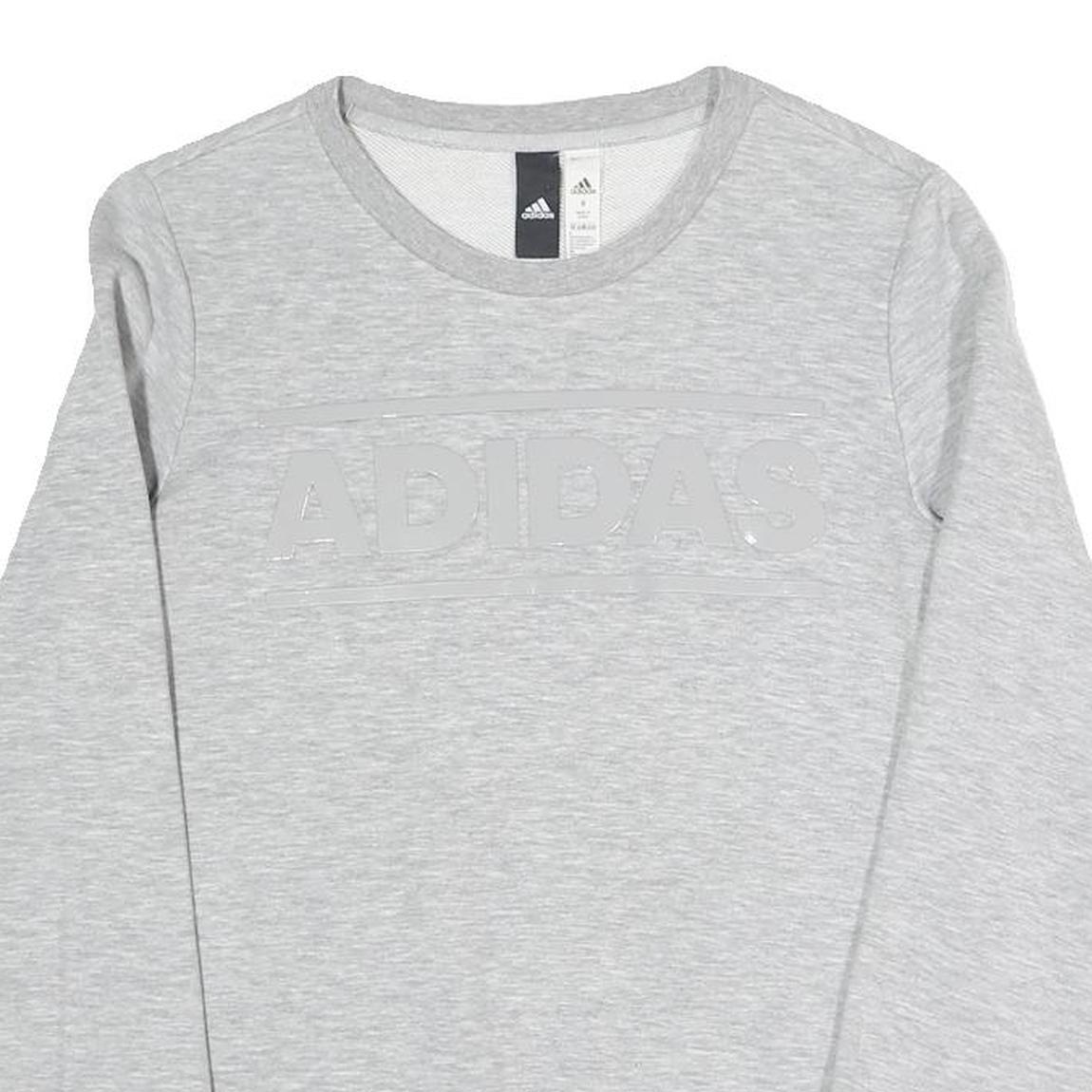 ADIDAS Womens Grey Sweatshirt Crew Neck S Sport Graphic Cotton Blend Pullover