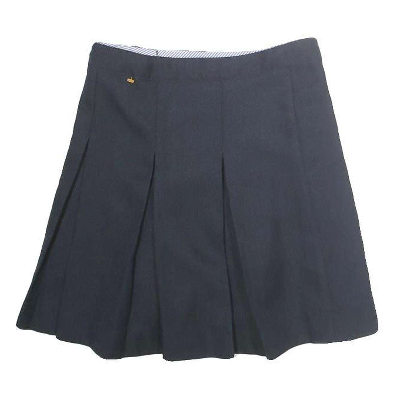 TOMMY HILFIGER Womens Black Pleated Mini Cotton Skirt XS Signature Style