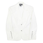 DOLCE & GABBANA Womens White Single Breasted Jacket S Cotton Blend Classic