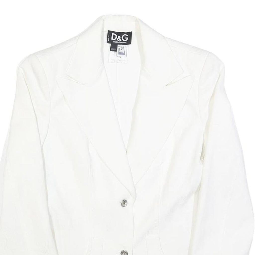 DOLCE & GABBANA Womens White Single Breasted Jacket S Cotton Blend Classic