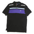 CHAPS Mens Black & Purple Cotton Short Sleeve Polo Shirt L Classic Stripe Design