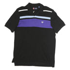 CHAPS Mens Black & Purple Cotton Short Sleeve Polo Shirt L Classic Stripe Design