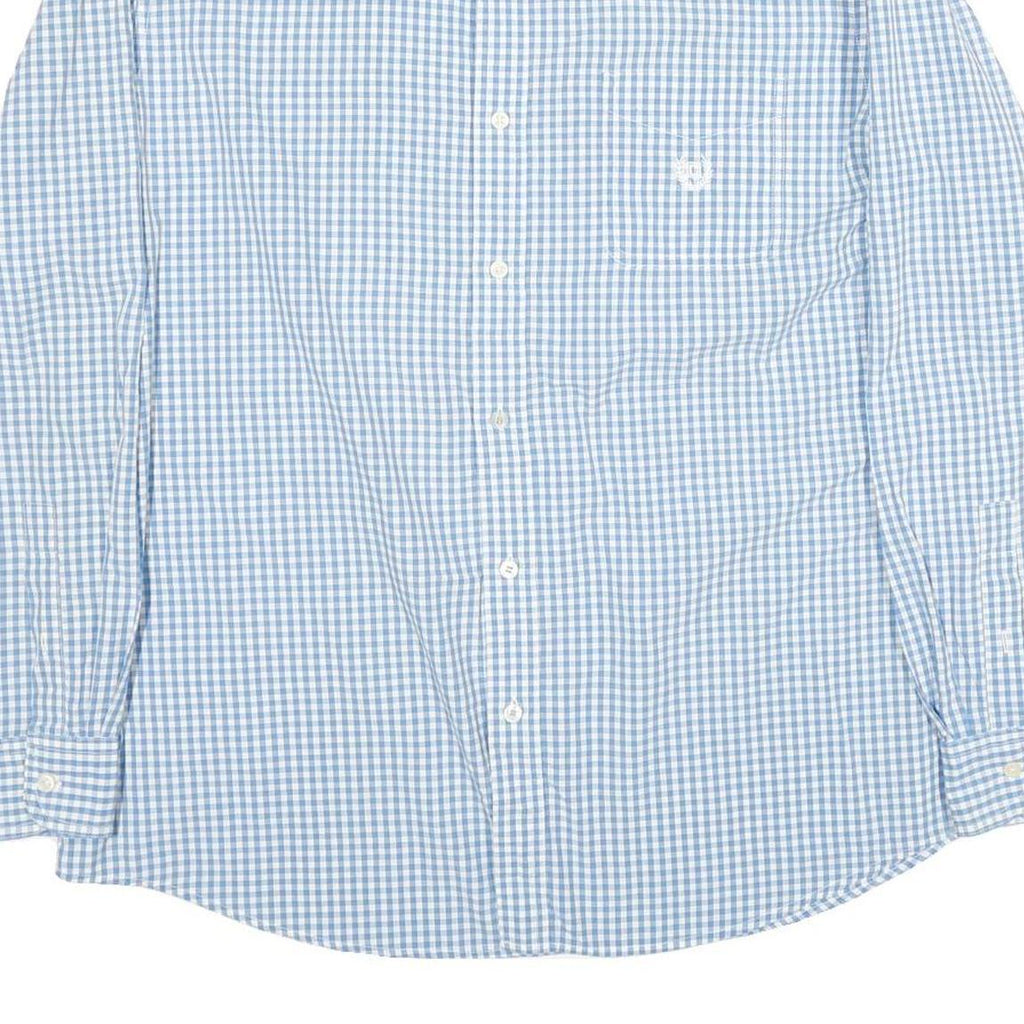 CHAPS Mens Blue & White Check Shirt XL Long Sleeve Cotton Casual Classic