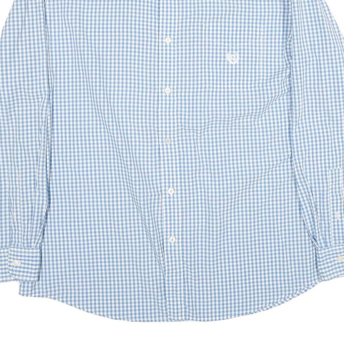 CHAPS Mens Blue & White Check Shirt XL Long Sleeve Cotton Casual Classic