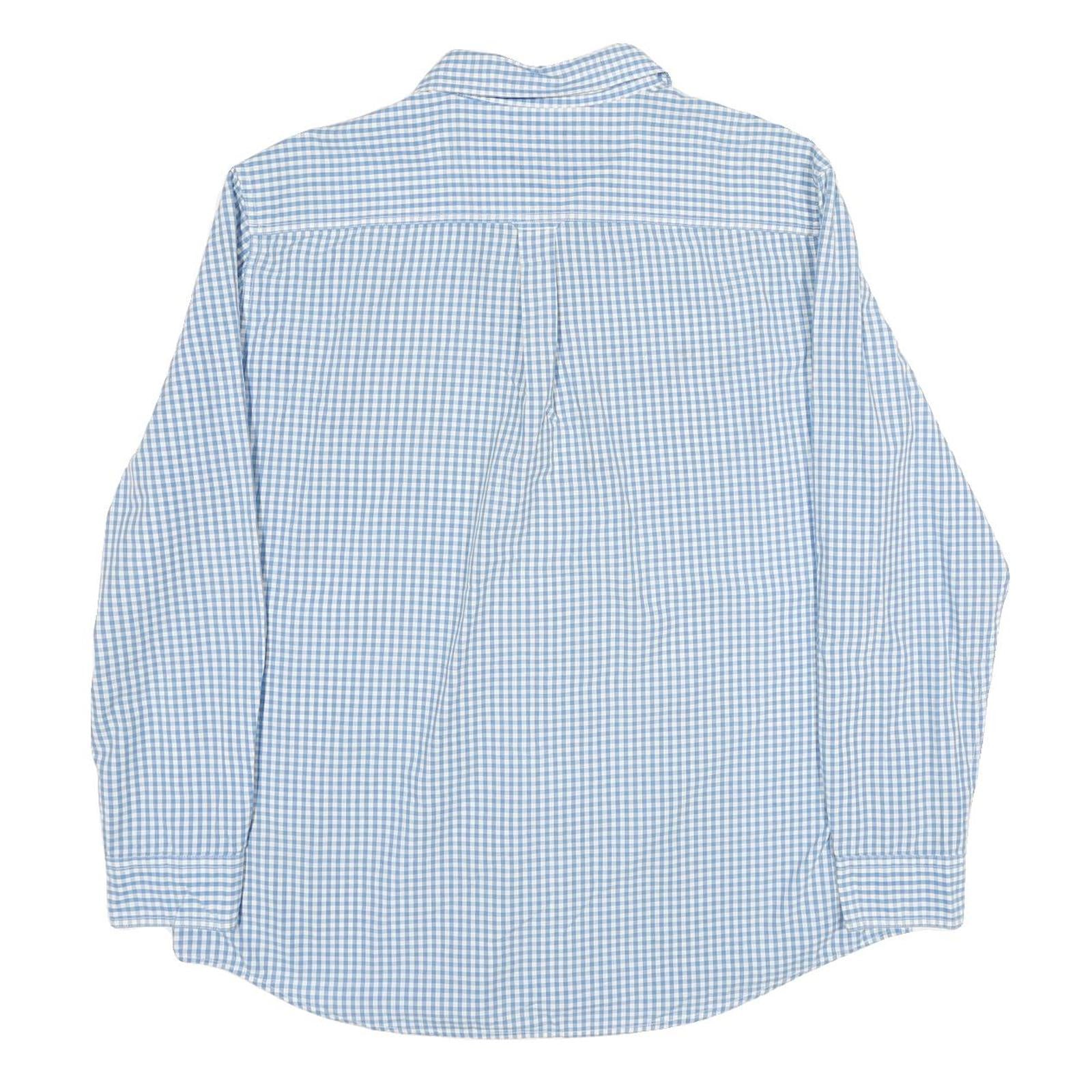 CHAPS Mens Blue & White Check Shirt XL Long Sleeve Cotton Casual Classic