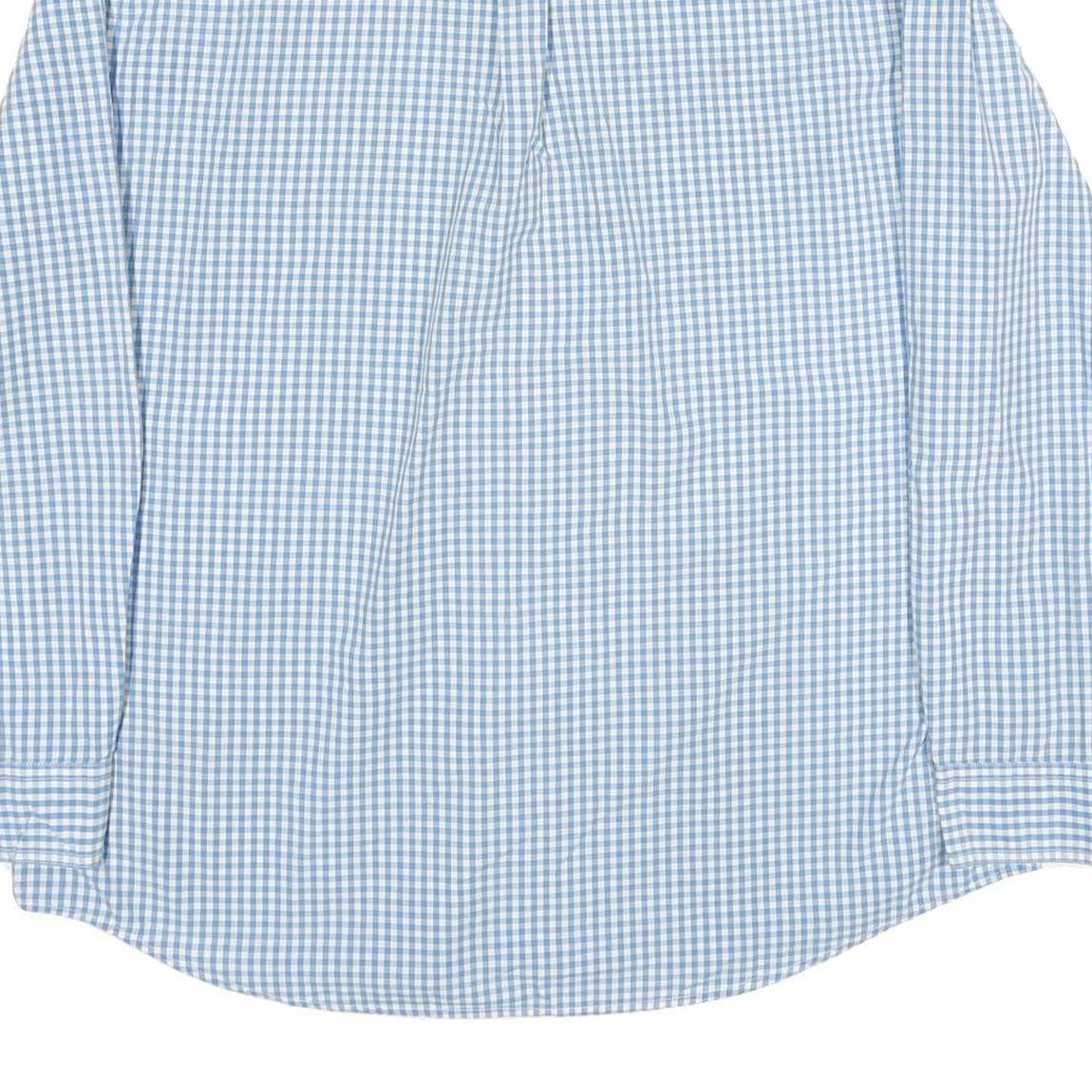 CHAPS Mens Blue & White Check Shirt XL Long Sleeve Cotton Casual Classic