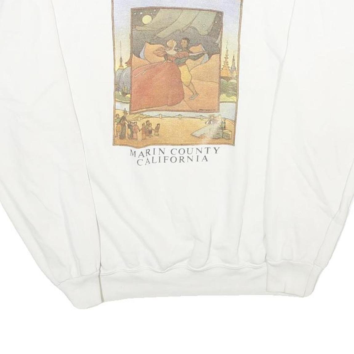 HANES Mens White 1987 Mountain Play Marin County California Crew Neck M