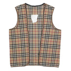 BURBERRY Womens Beige Classic Check Wool Blend Vest Jacket Lining S Sleeveless