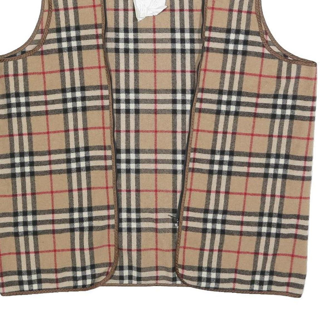 BURBERRY Womens Beige Classic Check Wool Blend Vest Jacket Lining S Sleeveless