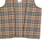 BURBERRY Womens Beige Classic Check Wool Blend Vest Jacket Lining S Sleeveless