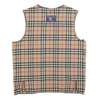 BURBERRY Womens Beige Classic Check Wool Blend Vest Jacket Lining S Sleeveless
