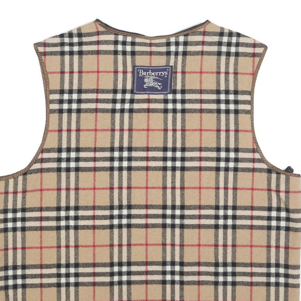 BURBERRY Womens Beige Classic Check Wool Blend Vest Jacket Lining S Sleeveless