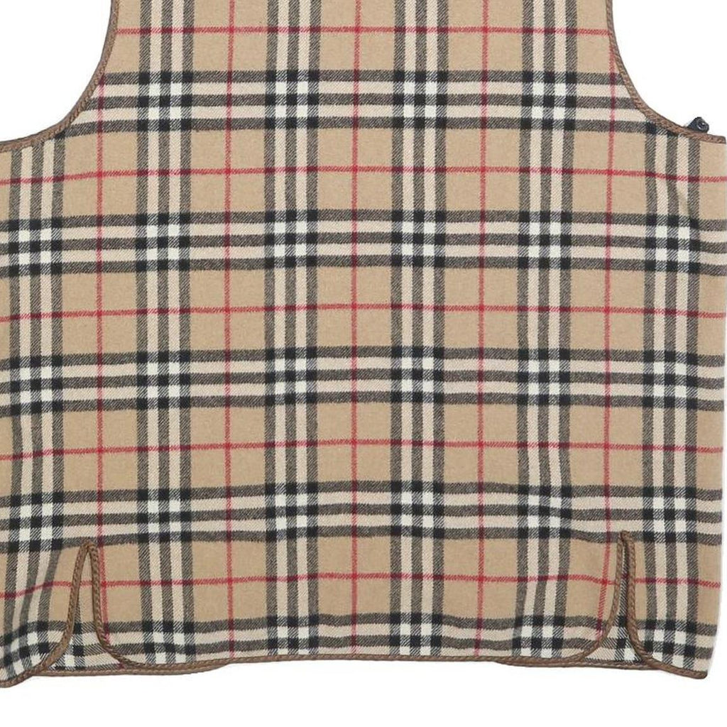 BURBERRY Womens Beige Classic Check Wool Blend Vest Jacket Lining S Sleeveless