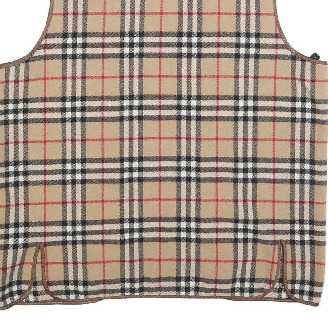 BURBERRY Womens Beige Classic Check Wool Blend Vest Jacket Lining S Sleeveless