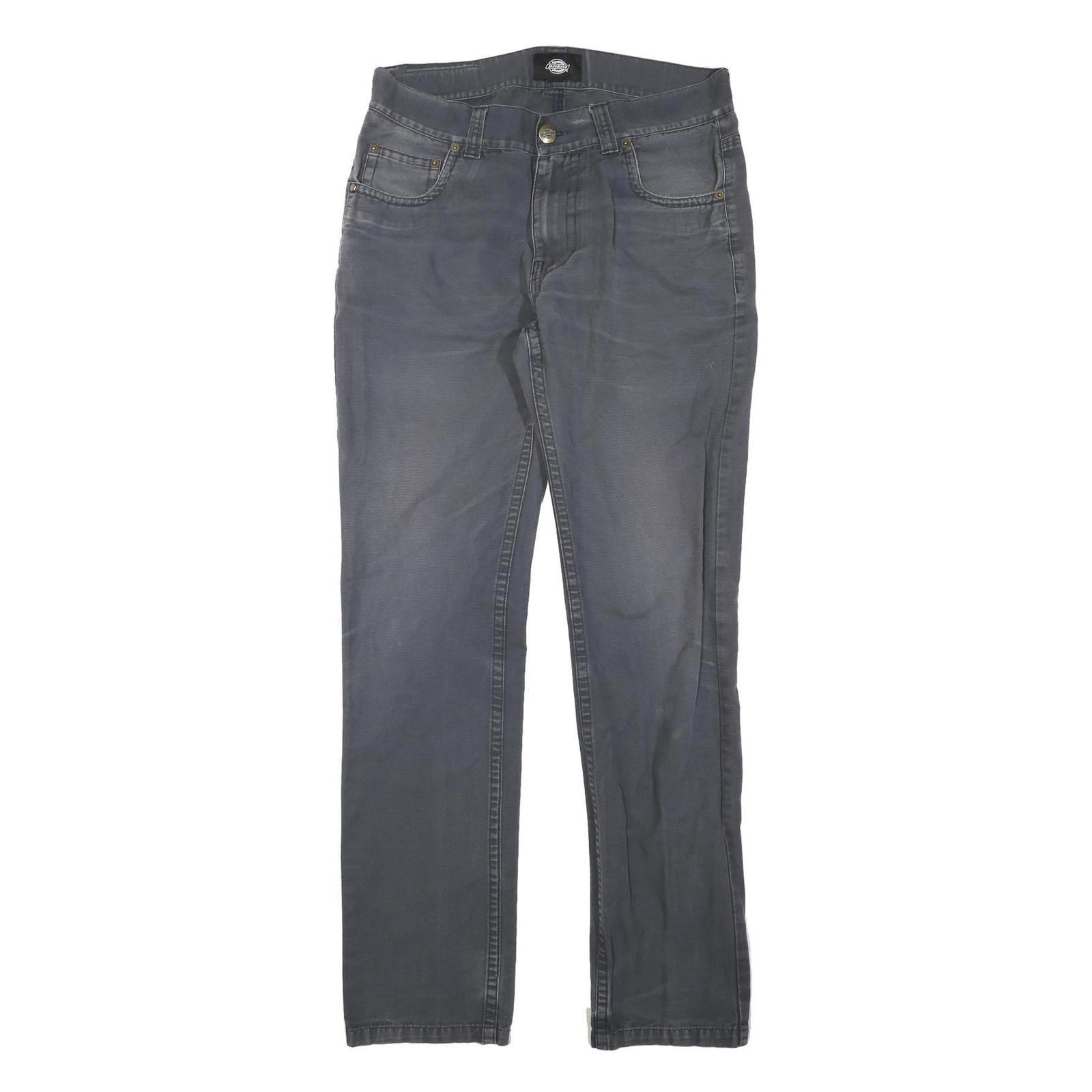 DICKIES Mens Cotton Blend Blue Regular Straight Trousers W32 L34 Workwear Zip