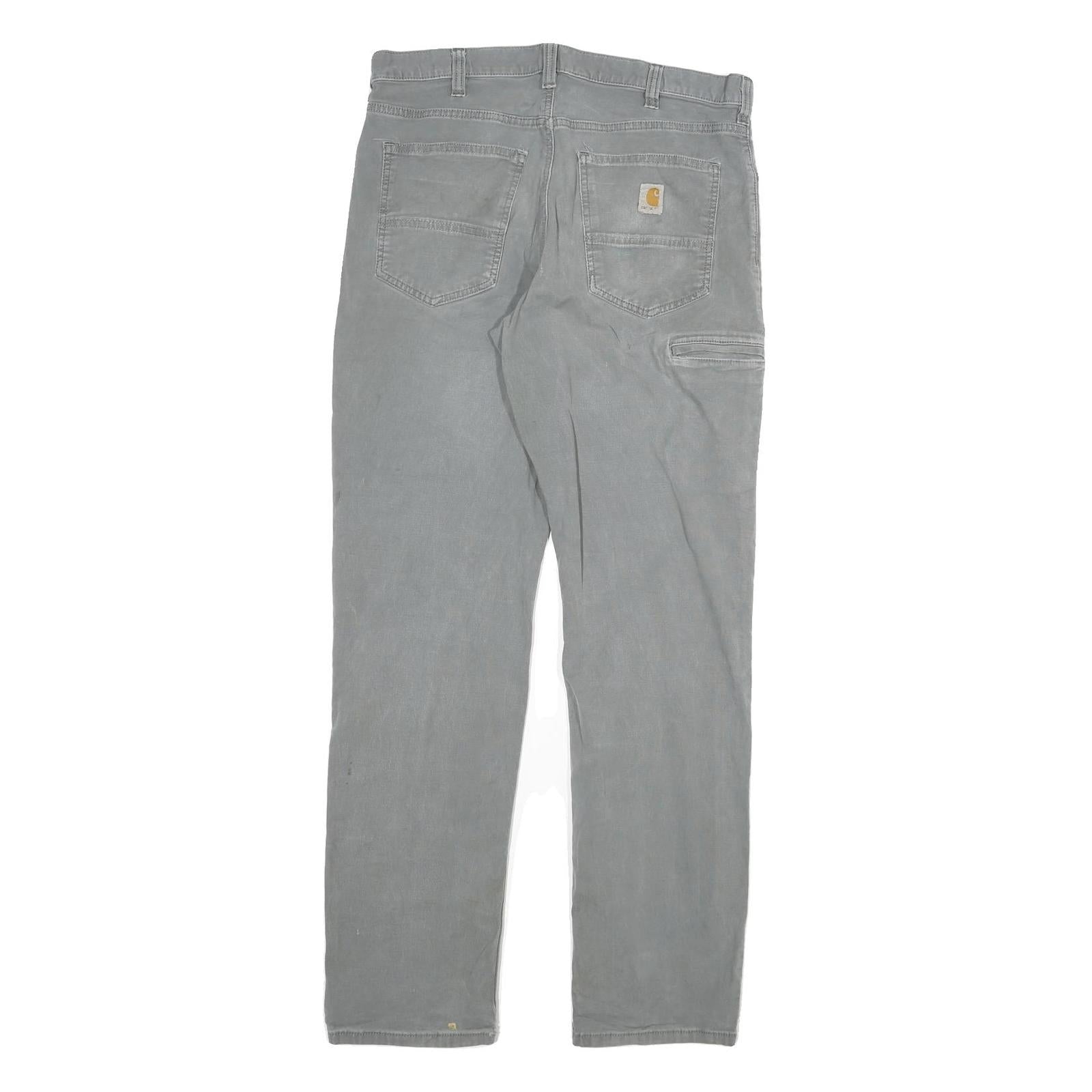 CARHARTT Mens Relaxed Grey Cotton Blend Zip Trousers W34 L34 Casual Workwear