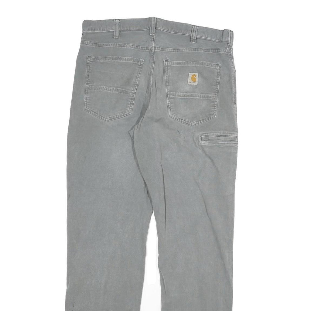 CARHARTT Mens Relaxed Grey Cotton Blend Zip Trousers W34 L34 Casual Workwear