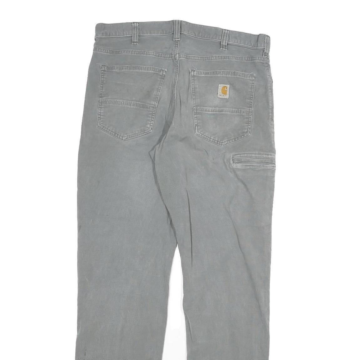 CARHARTT Mens Relaxed Grey Cotton Blend Zip Trousers W34 L34 Casual Workwear