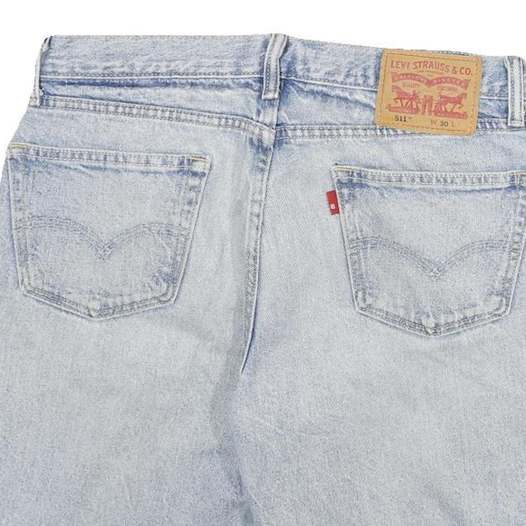 LEVI'S Mens Denim Light Blue 511 Regular Fit Shorts L W30 Cotton Blend Casual