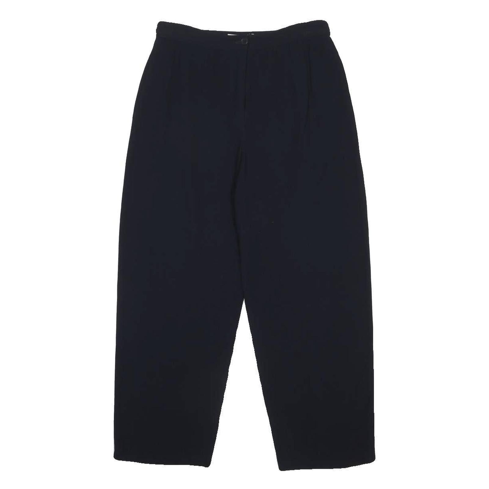 EMPORIO ARMANI Womens Navy Relaxed Straight Trousers W28 L25 Zip Closure Elegant