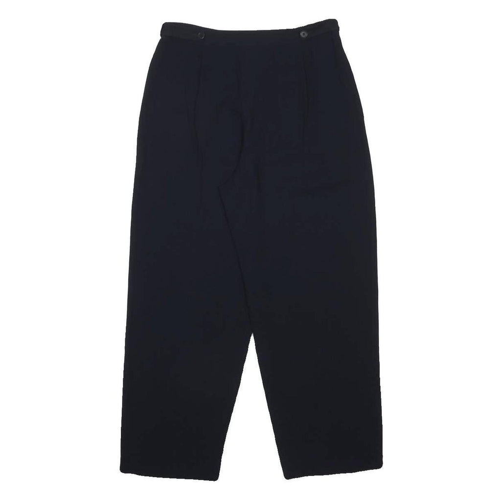 EMPORIO ARMANI Womens Navy Relaxed Straight Trousers W28 L25 Zip Closure Elegant