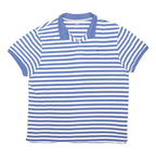 NIKE Mens Blue & White Striped Short Sleeve Polo Shirt 2XL Cotton Blend Casual