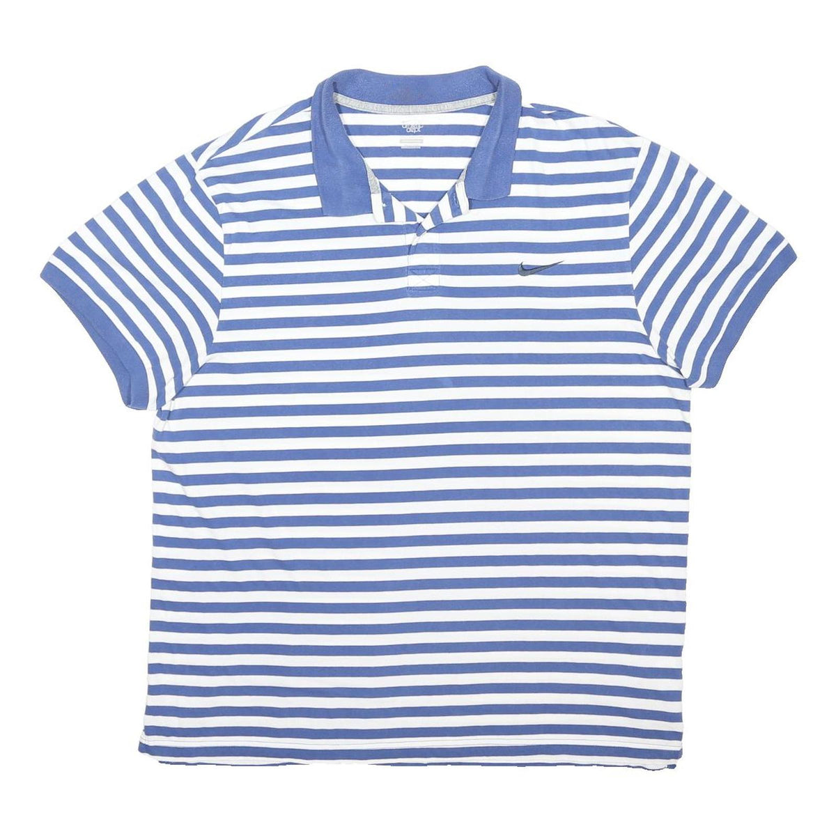 NIKE Mens Blue & White Striped Short Sleeve Polo Shirt 2XL Cotton Blend Casual