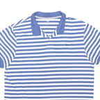 NIKE Mens Blue & White Striped Short Sleeve Polo Shirt 2XL Cotton Blend Casual