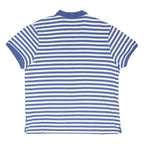 NIKE Mens Blue & White Striped Short Sleeve Polo Shirt 2XL Cotton Blend Casual
